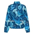 thumbnail image 5 of Jackets for Women Winter Coat Jackets Flannel Stand Collar Jacket(Hammerhead Shark Blue Art,Size:S-4XL), 5 of 7