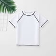 thumbnail image 4 of LEKWK Boys Short Sleeve Rash Guard Swim Shirt Contrast Stitching Crew Neck Top Quick Dry Athletic Beach Pool Swimming Tees, 4 of 7
