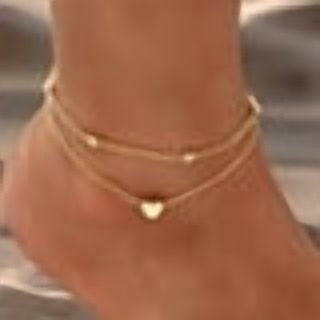 Women Heart Anklet Adjustable Beach Layered Ankle Bracelets for Women Gold Alloy Foot Chain Jewelry