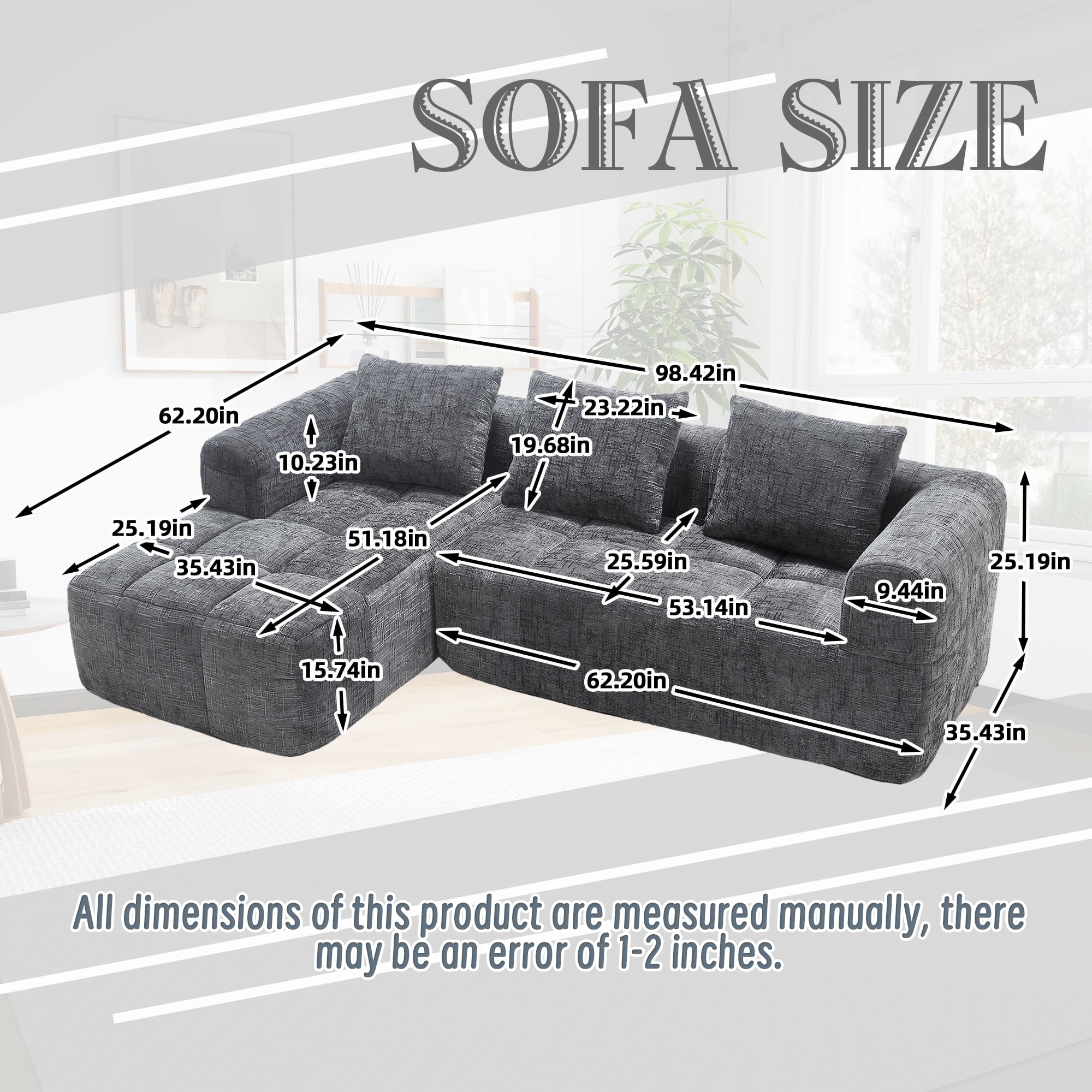 MOONMISS Chenille L-shaped Sectional Sofa - Seating - Walmart.com