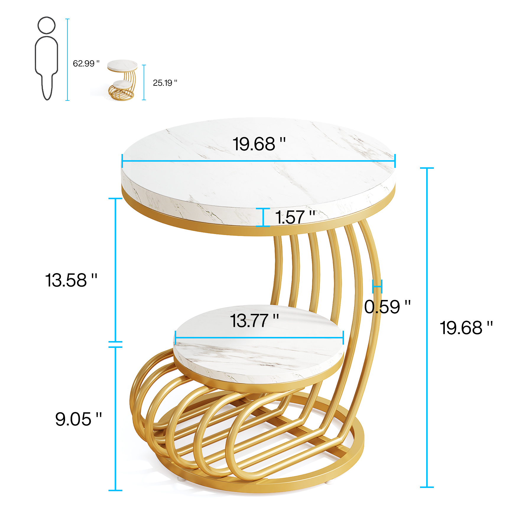 Fnova End Table Modern Wood Narrow Farmhouse Side Tables with Storage Shelf for Living Room, Bedroom, Nightstand