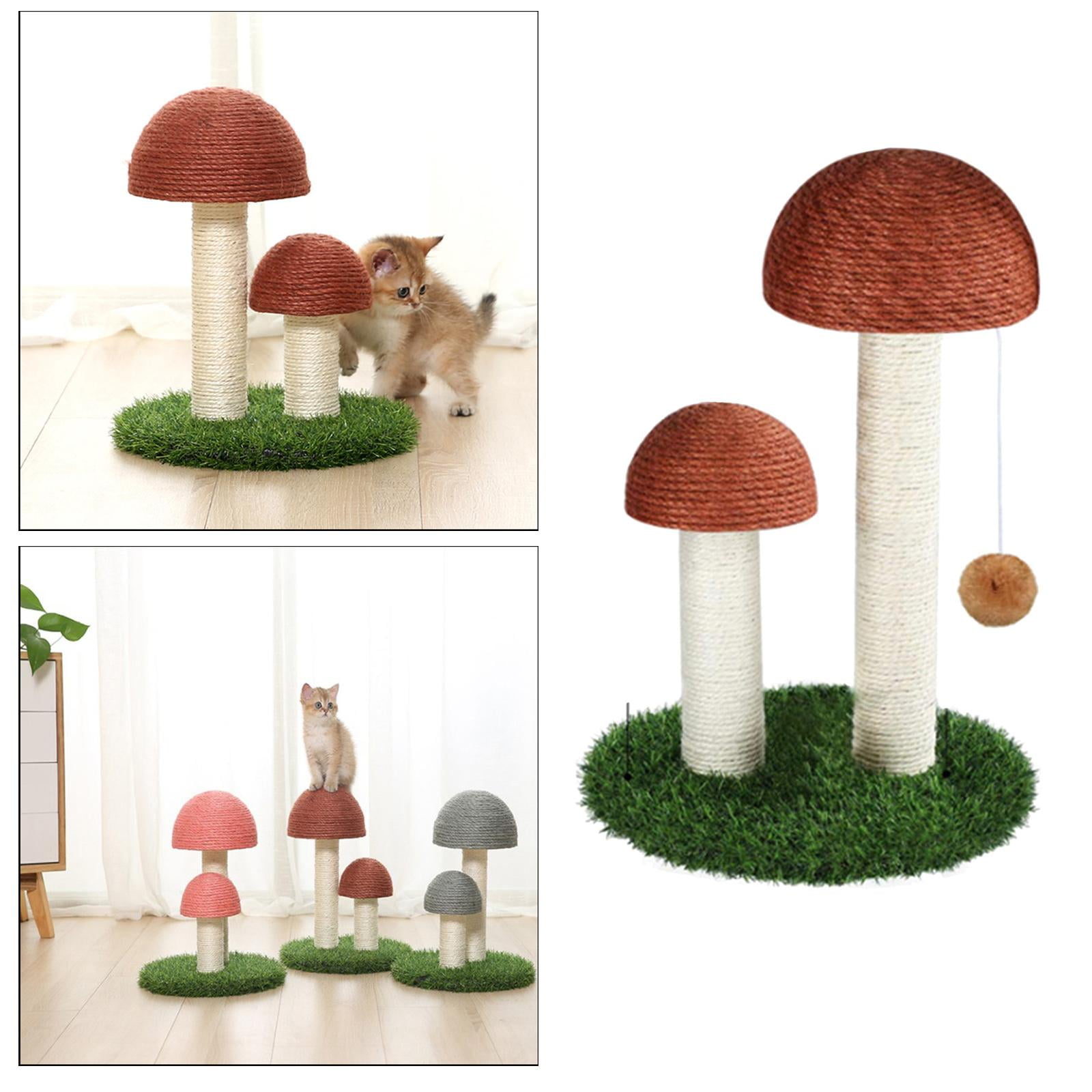 Bvdfgk Pet Cat Mushroom Scratching Post Natural Sisal Cat Scratcher for Domestic Cats Coffee with Ball
