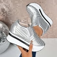 thumbnail image 2 of Vibrex Women's Sandals Women's Fashionable And Casual Versatile Hollow Wedge Heel Eye-Catching Summer And Fall Style Comfortable Elastic Thick-Soled Shoes For Travel,Daily,Vacations_Silver_5.5, 2 of 10