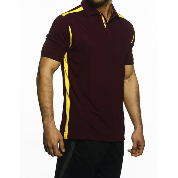 Pro Celebrity Men's CEO Polo Shirt (Small, Maroon & Gold)