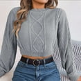 thumbnail image 5 of Lovskoo 2024 Sweaters for Women Trendy Pullover Long Sleeve Round-Neck Blouse Knit Tops Gray, 5 of 9