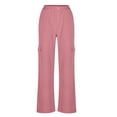 thumbnail image 4 of Huowey Women'S Baggy Cargo Pants Wide Leg Hiking Pants With Pockets Button Casual Daily Stylish Outdoor Athletic Trousers,Red,M, 4 of 4