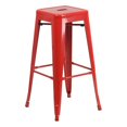 thumbnail image 1 of Bowery Hill Metal Bar Stool Chair in Red With Square Seat & Footrest, 1 of 8
