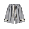 thumbnail image 2 of Ceisia Men's Gift Relaxed Stripe Decor Casual Shorts Mid-Rise Elastic Waist Nylon Spandex Zipper Side Pockets Hem Stripe Shorts, 2 of 4