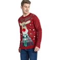 thumbnail image 2 of Men's Christmas Rudolph Reindeer Holiday Festive Knitted Sweater Cardigan Cute Ugly Pullover Jumper, 2 of 6