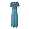thumbnail image 6 of vigerkar Long Maxi Dresses for Women Boho Floral Dress Short Sleeve V Neck Dresses 2025 Blue, S, 6 of 7