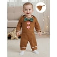thumbnail image 3 of BemeyourBBs Infant Baby 3 Piece Christmas Gingerbread Man Outfit Jumpsuit Hat Elastic Waist Pants Set, 3 of 9