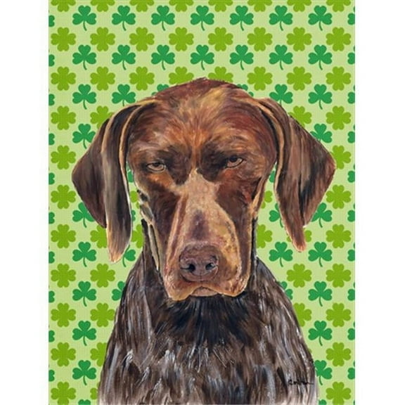15 x 15 In. German Shorthaired Pointer St. Patricks Day Shamrock Portrait Flag, Garden Size
