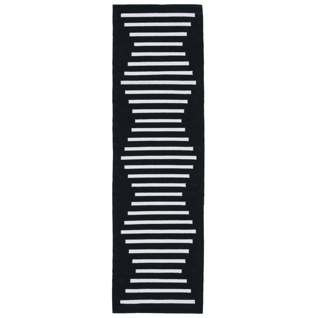 SAFAVIEH Montauk Amadine Striped Cotton Area Rug, Black/Ivory, 8' x 10'