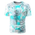 thumbnail image 5 of XUNHAO T-Shirt Discover The Future Mens Summer Casual Sports Tie Dye Lettered Rose Crew Neck Top Classic Fit Top, 5 of 5