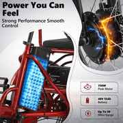 Electric Tricycle for Adults Folding Electric Trike 3 Wheel Electric Bike Two-Seater Powerful 450W Motor 48V 15AH Lithium Battery E-Tricycle Red
