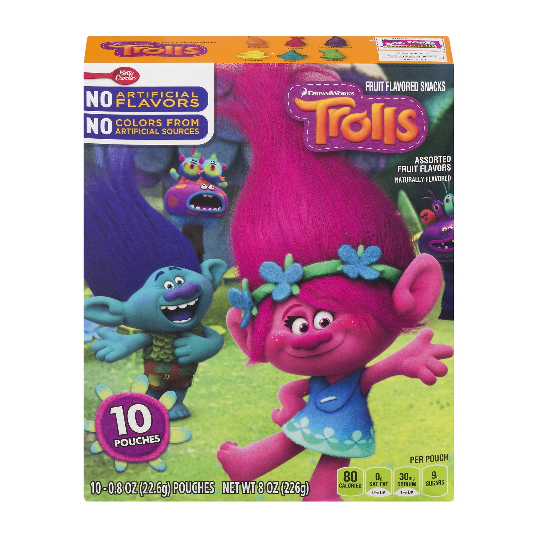Betty Crocker Fruit Snacks, Trolls Snacks, 10 Pouches, 0.8 oz Each