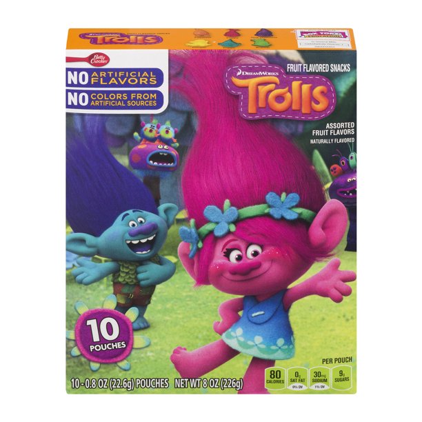 Betty Crocker Fruit Snacks, Trolls Snacks, 10 Pouches, 0.8 oz Each