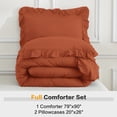 thumbnail image 7 of ANGENIA Burnt Orange Comforter Sets Full, 3 Pieces Farmhouse Ruffle Comforter Sets for Full Size Bed, All Season Soft Fluffy Shabby Chic Bed Set(79"x90" Comforter & 2 Pillowcases), 7 of 7