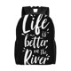 thumbnail image 1 of La vida es mejor en el río. Mochilas escolares para estudiantes, mochilas de viaje, bolsos para portátil, bolsos de hombro para hombre y mujer., 1 of 5