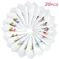Lingsida 20pcs Soft Handkerchiefs for Women, Fashion Ladies Floral Print Hankies, 11x11" Pocket Squares