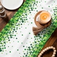 thumbnail image 3 of St. Patrick's Day Table Runner - 48 Inch Long Spring Lucky Shamrocks Rustic Leaves Cotton and Linen Blended Dress Scarves Farmhouse Table Runner for Kitchen Dining, Coffee Table, 13" x 48", 3 of 8