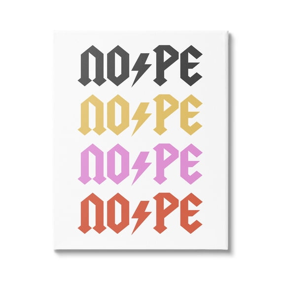 Nope Thunder Bold Symbol Phrase Typography Graphic Art Gallery Wrapped Canvas Print Wall Art