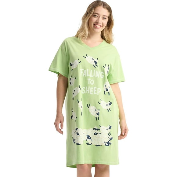 Little Blue House Chemise de Nuit pour Femme, Falling to Sheep, Taille Unique