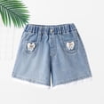 thumbnail image 5 of Ruyang Tween Girls Distressed Raw Hem Denim Shorts Teen Girls Elastic Waist Straight Leg Jean Shorts Kids Y2k Summer Denim Shorts, 5 of 5