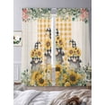 thumbnail image 4 of Sunflower Gnomes Sheer Curtains 84 Inches Long 2 Panels Set, Window Sheer Curtains for Living Room/Bedroom, Spring Eucalyptus Floral Orange Plaid Light Filtering Rod Pocket Curtain 52''x84''x2, 4 of 8