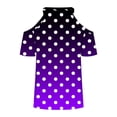 thumbnail image 5 of Cavosen Womens Summer Tops Short Sleeve Cold Shoulder Sleeve V-Neck Pullover Tees Gradient Polka Dots Tops Fashion Shirts T Shirt Blouses Casual Leisure Regular Fit Purple L, 5 of 5