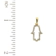 thumbnail image 2 of 18K Solid Yellow Gold Small Zircon Open Hamsa Fatima Hand Pendant, 2 of 3