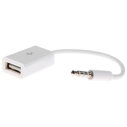 Machu Picchu Arbejdsgiver Vær tilfreds 3.5mm AUX Auxiliary Audio Jack to USB Converter Cable White Adapter 3-Ring  - Walmart.com