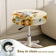 thumbnail image 4 of ZIATUBLE Sunflower Cow Round Stool Dust Covers Cow Print Stool Seat Cover Protector for Upholstered Furniture Size L Non Slip Stool Seat Replacement Cover 2 Pcs Home Stool Covers, 4 of 6