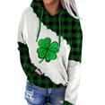 thumbnail image 3 of TIAFORD Sudadera con capucha con cordón para el día de San Patricio para mujer, sudadera con capucha de trébol estampada de manga larga para mujer, 3 of 5