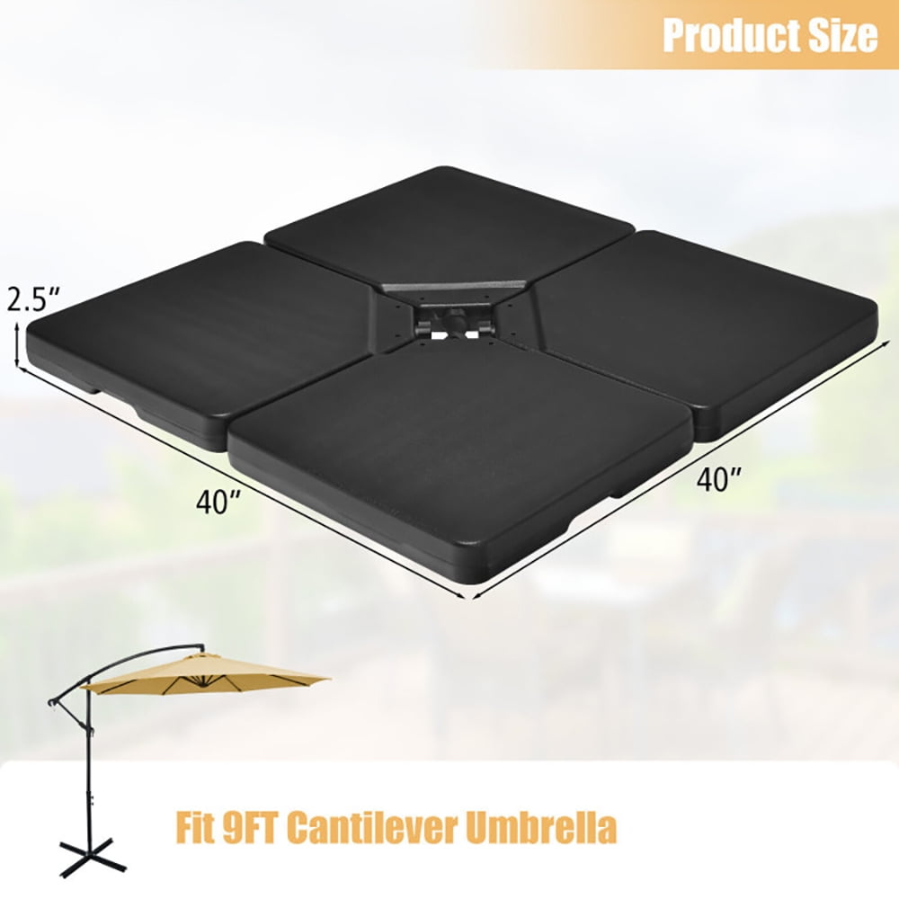 Aimee Lii 4-Pieces 13L Cantilever Offset Patio Umbrella Base with Easy-Fill Spouts, Umbrella Stand Outdoor Base Aimee Lii 4-Pieces 13L Cantilever Offset Patio Umbrella Base with Easy-Fill Spouts, Umbrella Stand Outdoor Base