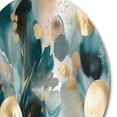 thumbnail image 3 of Designart "Exploring Floral Forms Blue and Gold III" Abstract Floral Metal Round Art Living Room, 3 of 5
