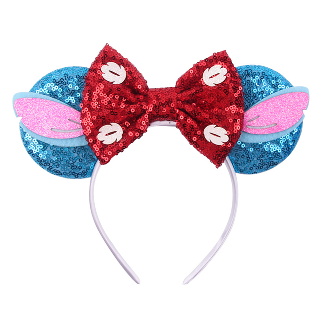 Diademas con lazo de orejas de ratón, disfraz de princesa de fiesta con purpurina, decoración de orejas de lunares negros para niñas y mujeres MFZFUKR CPB-DE-LYY865-11