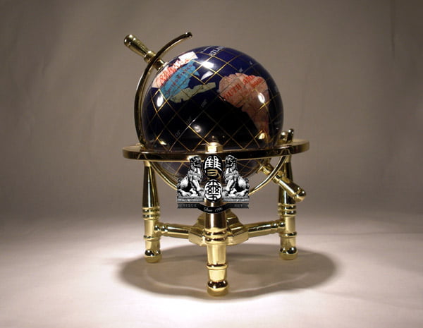 Unique Art 6-Inch Mini BLUE LAPIS Gemstone World Globe with silver Tripod office 
