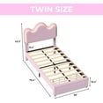 thumbnail image 3 of ChaoLink Twin Bed Frame Princess Bed Frame with LED Headboard & Storage Drawers, Adjustable Boucle Platform Bed for Girls, No Box Spring Needed, Pink, 3 of 7