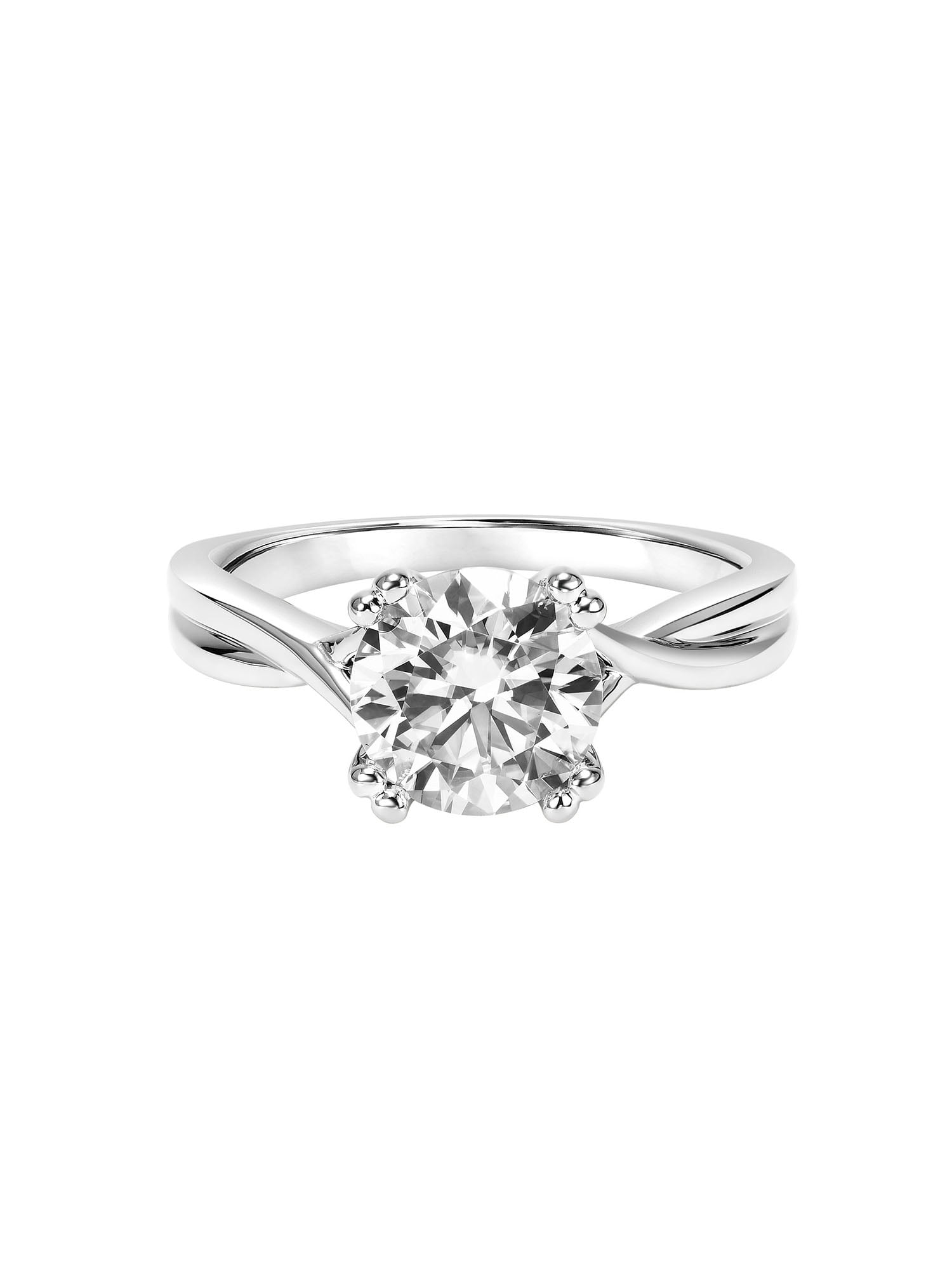 2 Carat DEW Round Moissanite Sterling Silver Solitaire Engagement Ring