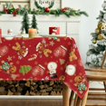 thumbnail image 3 of Christmas Tablecloth 60×120 Inch Rectangular, Gingerbread Man Glove Trees Snowman Red Washable Table Cover for Party Picnic Dinner Decor, 3 of 6