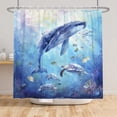 thumbnail image 5 of Summer Ocean Whale Shower Curtain for Bathroom,Blue Turtle Coral Coastal Sea Nautical Shower Curtain with Hooks,72"x72" Inch, 5 of 5