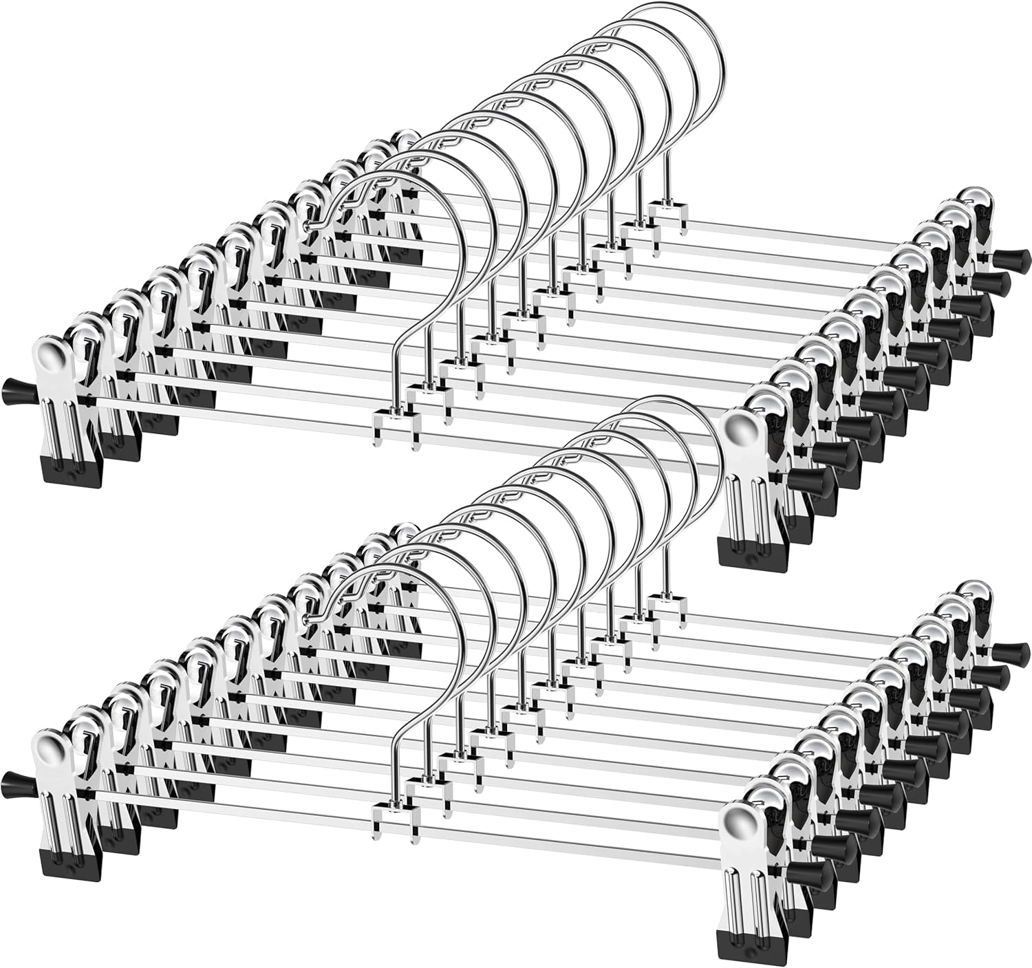 Pants Hangers with Clips, Heavy Duty , Adjustable Metal Pants Hanger, Skirt Hangers for Women Space Saving Hangers for Jeans Closet Organizers and Storage