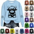 thumbnail image 4 of WCMZJ Highland Cow Sweatshirts for Women Long Sleeve Cow Sweatshirts Western Cow Print Shirt Country Western Sweatshirt Pink 2XL, 4 of 4