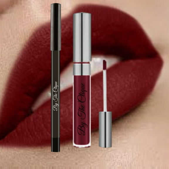 By The Clique Premium Long Lasting Matte Liquid Lipstick and Liner Lip Kit Set | Burgundy Wine | Wine Not?