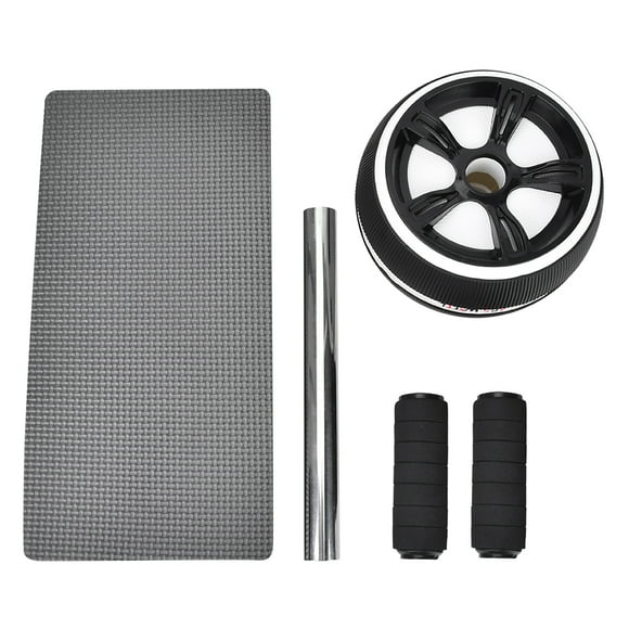 Rodillo de entrenamiento abdominal, equipo de fitness, herramienta de ejercicio para el hogar y el gimnasio con almohadilla de entrenamiento (blanco y negro)