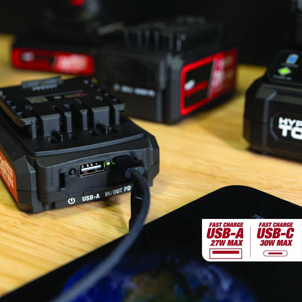 Hyper Tough 20V 2.0Ah Rechargeable Battery with USB-a and USB-c Ports