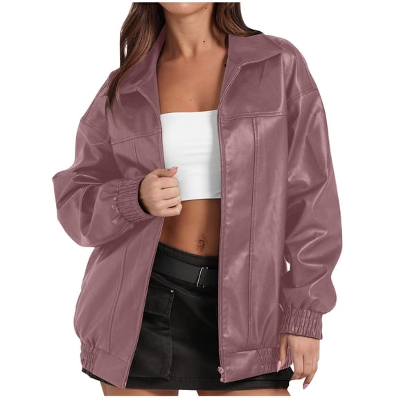 Leather Women Faux Oversized Motorcycle Coats Fall Fashion Outfits Winter Clothes