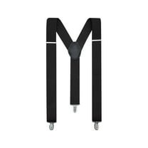 Men's Heavy Duty Suspenders - Adjustable Elastic Y-Back Suspenders with Strong Metal Clips, Black Unisex Suspenders for Men & Women