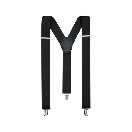 Men's Heavy Duty Suspenders - Adjustable Elastic Y-Back Suspenders with Strong Metal Clips, Black Unisex Suspenders for Men & Women